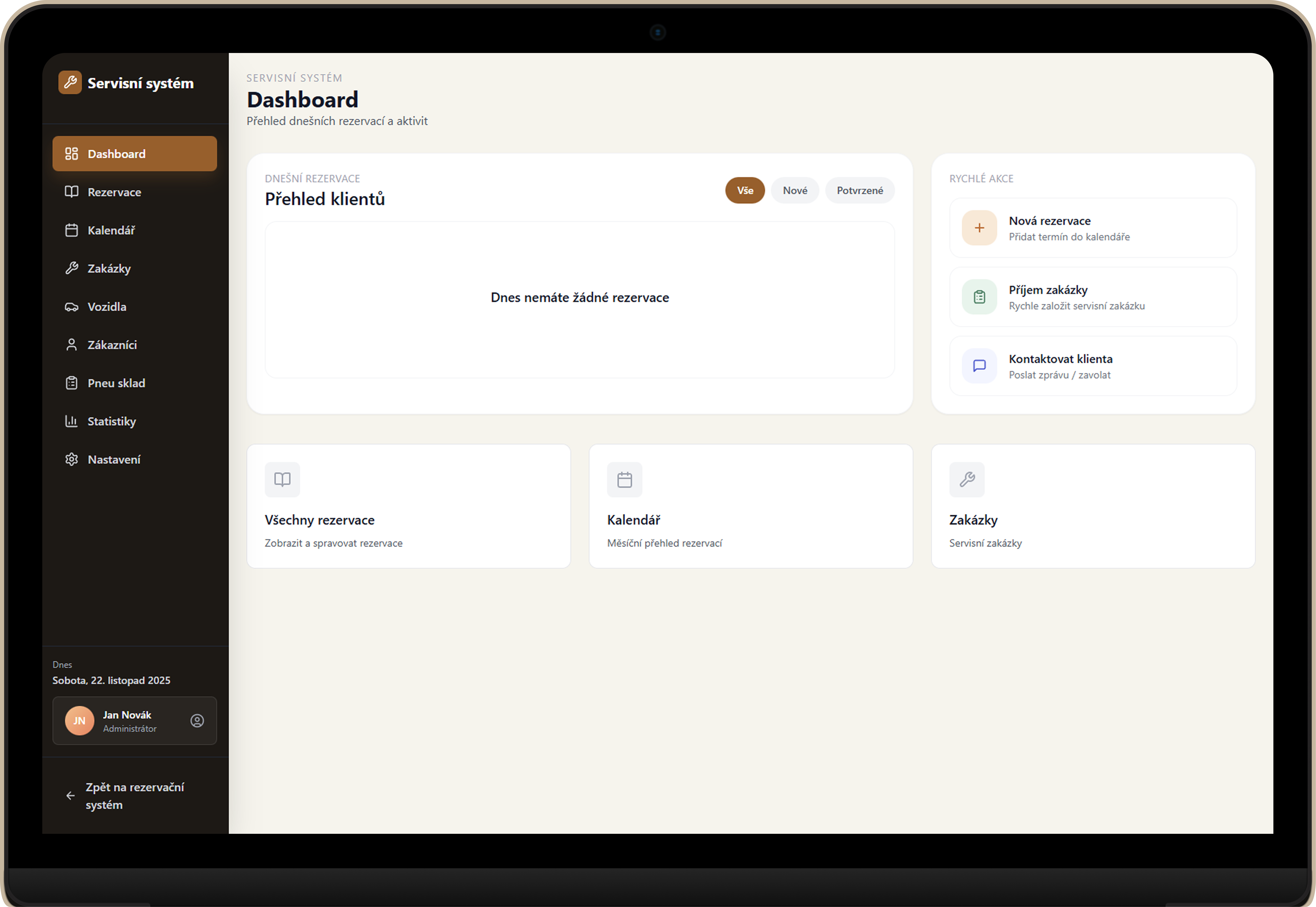 Rezervační systém mockup