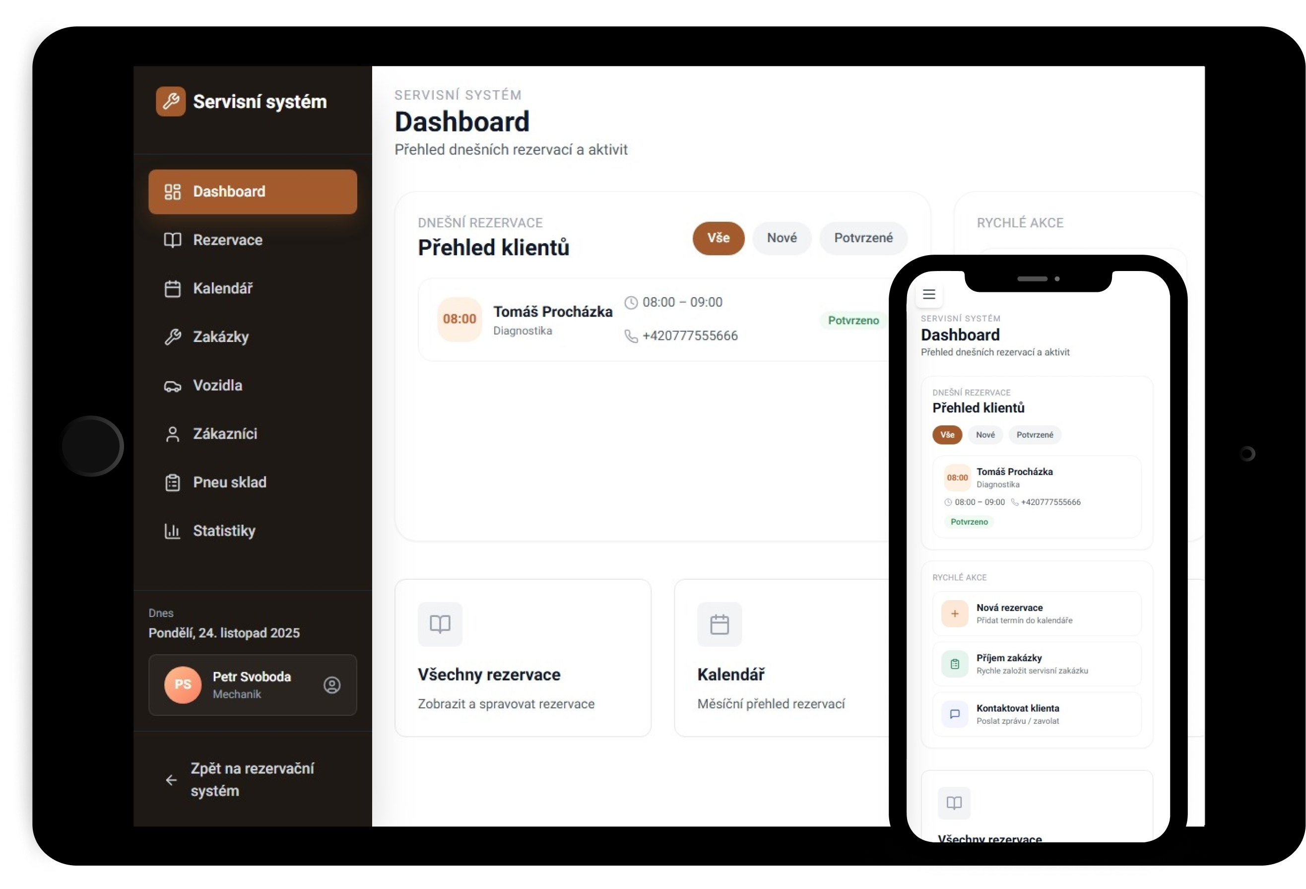 Servis System na tabletu a mobilu